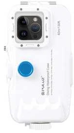 Plastikinis vandeniui atsparus telefono dėklas Puluz skirtas iPhone 14 Plus/Pro Max/13 Pro Max/12 Pro Max/11 Pro Max (baltas)