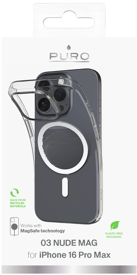Silikoninis Puro 03 Mag MagSafe Apple iPhone 16 Pro Max – dėklas telefonui skaidrus