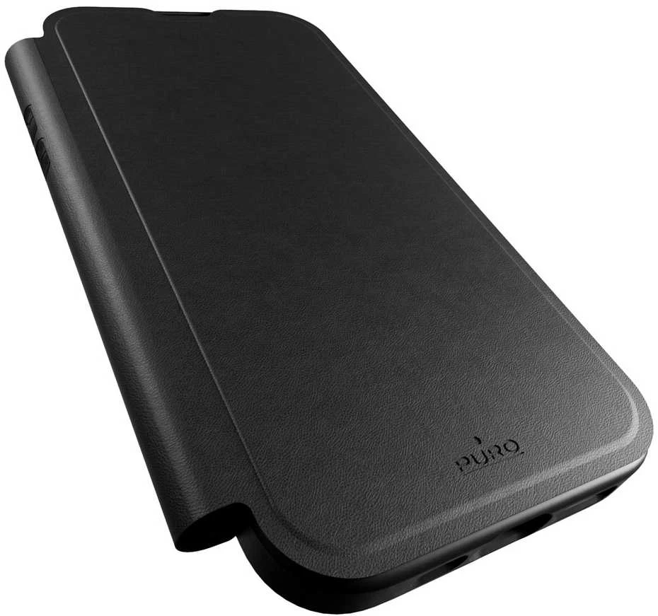 SBS Puro Book Mag MagSafe Leather dėklas su Flap and Card Slot skirtas Apple iPhone 16 Pro - juodos spalvos