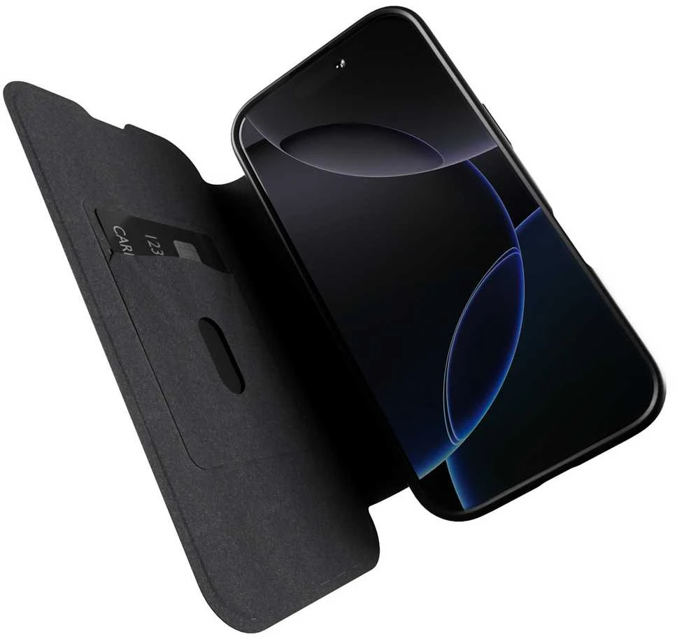 SBS Puro Book Mag MagSafe Leather dėklas su Flap and Card Slot skirtas Apple iPhone 16 Pro - juodos spalvos