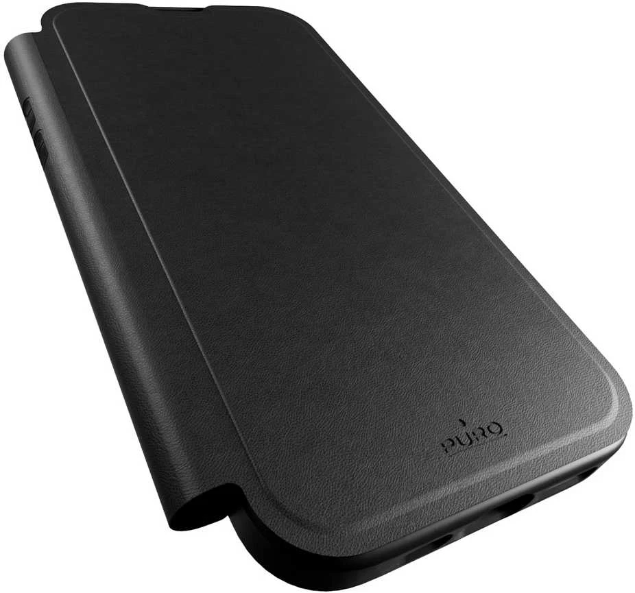 SBS Puro Book Mag MagSafe odinis dėklas su atvartu ir kortelės lizdu, skirtas iPhone 16 Pro Max – juodas