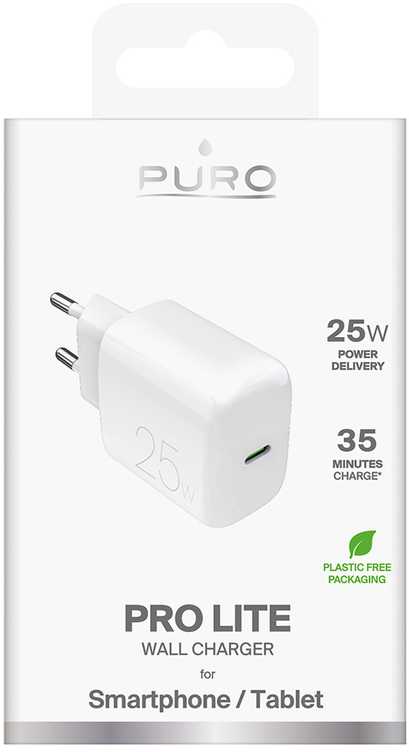 Puro „Daily Prolite“ 25 W USB-C maitinimo įkroviklis – baltos spalvos