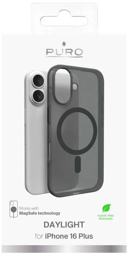 Silikoninis Puro Daylight MagSafe Apple iPhone 16 – dėklas telefonui juodos spalvos