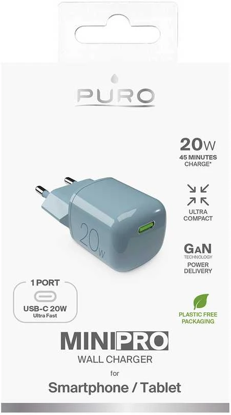 Puro Elektrik Puro 20W GaN USB-C Wall Charger - Žalias