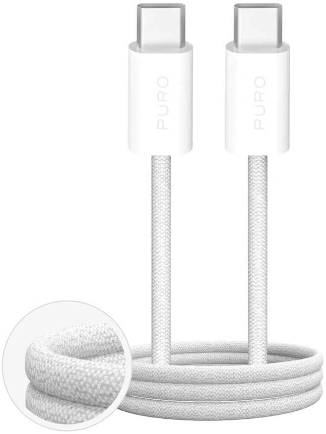 Puro Fabrik 4 100W pintas USB-C – USB-C 1m kabelis – baltos spalvos