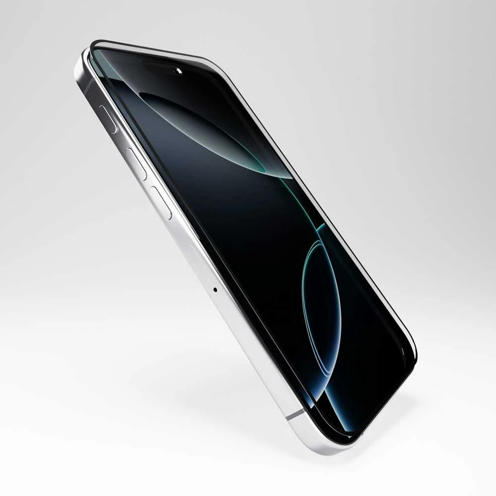 Hibridinė ekrano apsauga Puro Flexible Glass D3O su juodu rėmeliu Apple iPhone 16 Pro