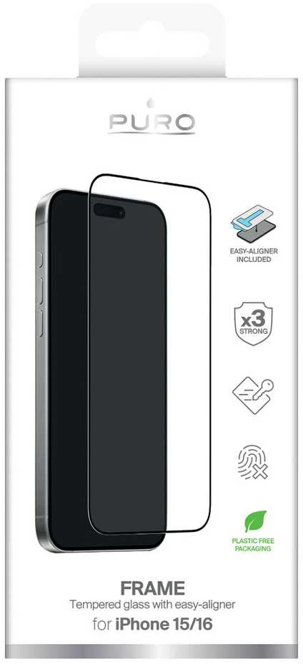 Puro Frame apsauginis stiklas with frame skirtas Apple iPhone 16