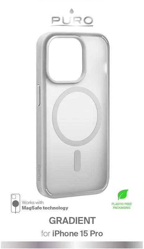 Puro Gradient MagSafe Silikoninis Apple iPhone 15 Pro - dėklas telefonui sidabro spalvos