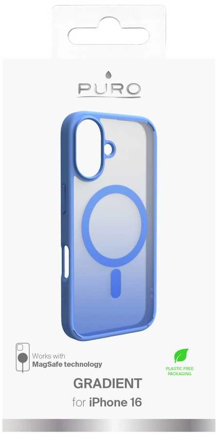 Silikoninis Puro Gradient MagSafe Apple iPhone 16 - dėklas telefonui mėlynos spalvos