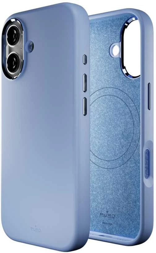 Puro Pure Icon Mag Pro Liquid Silicone dėklas skirtas Apple iPhone 17, MagSafe Compatible, with Camera Protection and Aluminum Mygtukai – Mėlyna