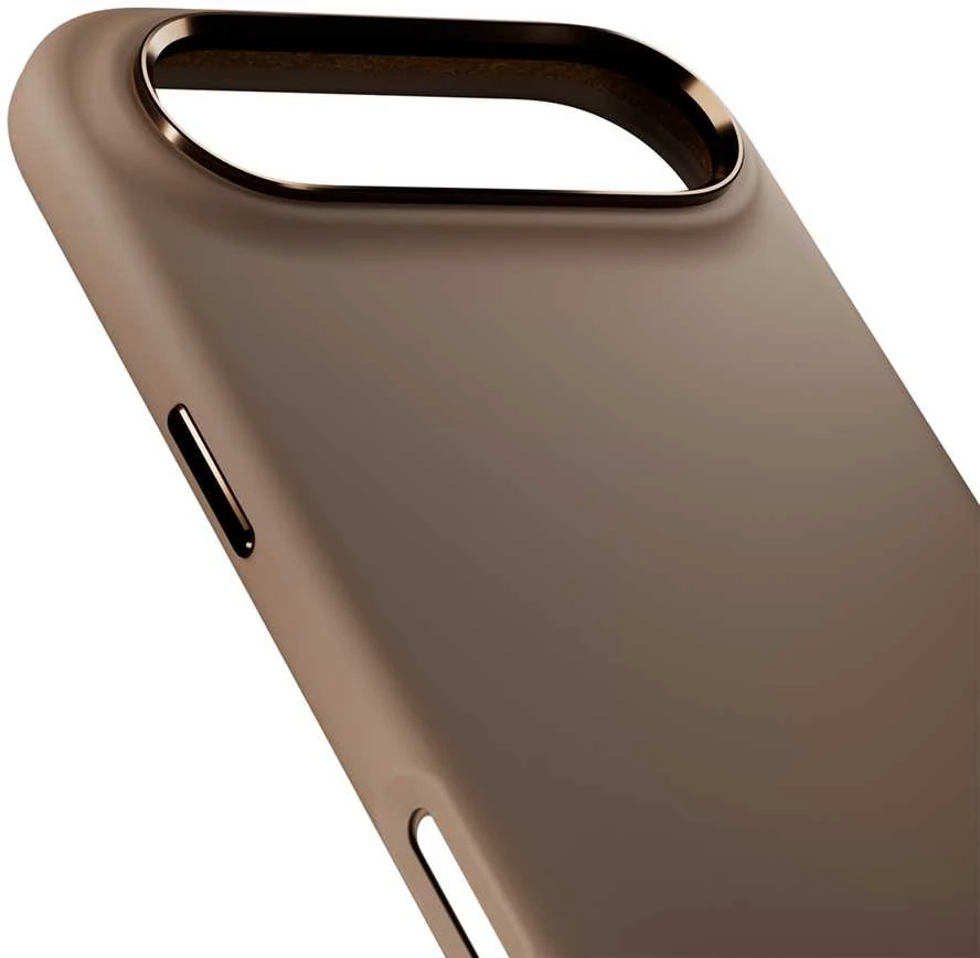 Puro Icon Mag Pro skysto silikoninio dėklo dėklas, skirtas iPhone 17 Air, suderinamas su MagSafe, su kameros apsauga ir aliuminio Mygtukai - rudas