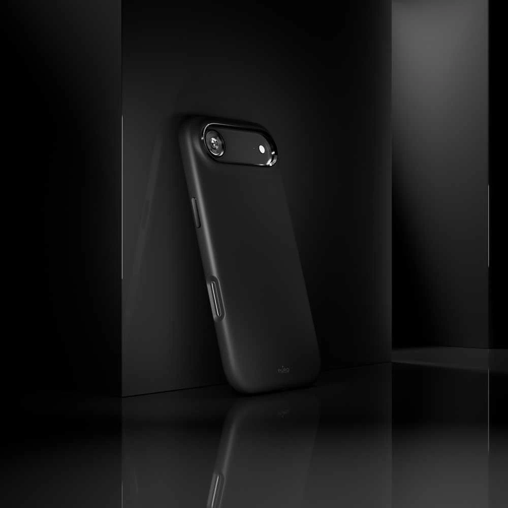 Puro Pure Icon Mag Pro Liquid Silicone dėklas skirtas Apple iPhone 17 Air, MagSafe Compatible, with Camera Protection and Aluminum Mygtukai – juodos spalvos