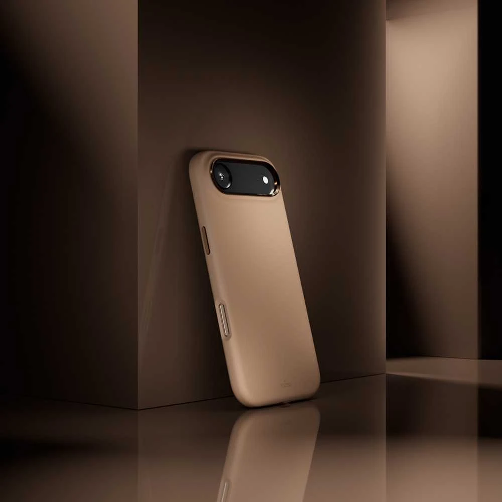 Puro Icon Mag Pro skysto silikoninio dėklo dėklas, skirtas iPhone 17 Air, suderinamas su MagSafe, su kameros apsauga ir aliuminio Mygtukai - rudas