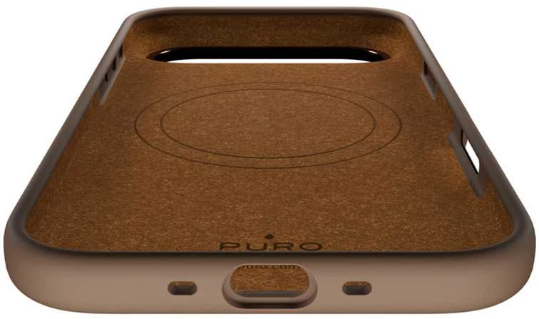 Puro Icon Mag Pro skysto silikoninio dėklo dėklas, skirtas iPhone 17 Air, suderinamas su MagSafe, su kameros apsauga ir aliuminio Mygtukai - rudas