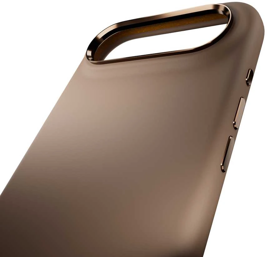 Puro Icon Mag Pro skysto silikoninio dėklo dėklas, skirtas iPhone 17 Air, suderinamas su MagSafe, su kameros apsauga ir aliuminio Mygtukai - rudas