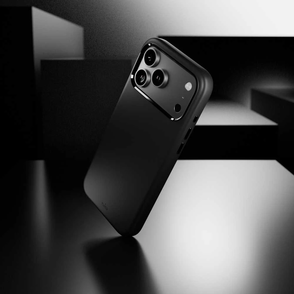Puro Pure Icon Mag Pro Liquid Silicone dėklas skirtas Apple iPhone 17 Pro Max, MagSafe Compatible, with Camera Protection and Aluminum Mygtukai – juodos spalvos
