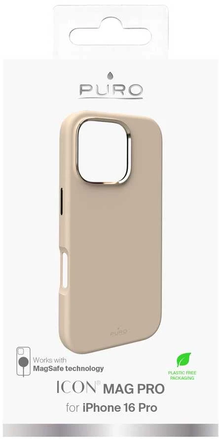Silikoninis Puro Icon Mag Pro MagSafe Apple iPhone 16 Pro – dėklas telefonui gelsvas