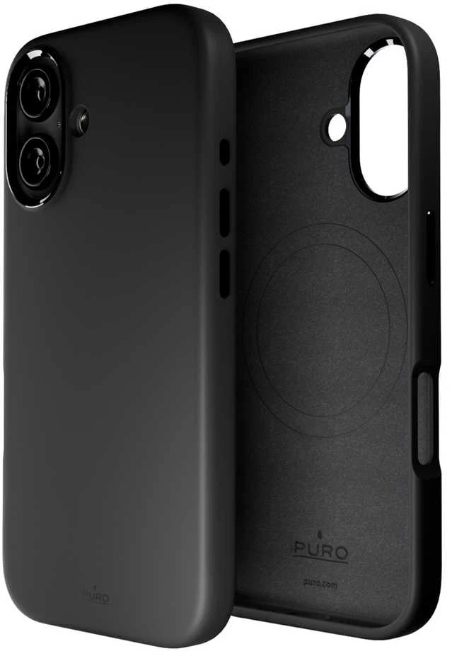 Silikoninis Puro Icon Mag Pro MagSafe Apple iPhone 16 – dėklas telefonui juodos spalvos