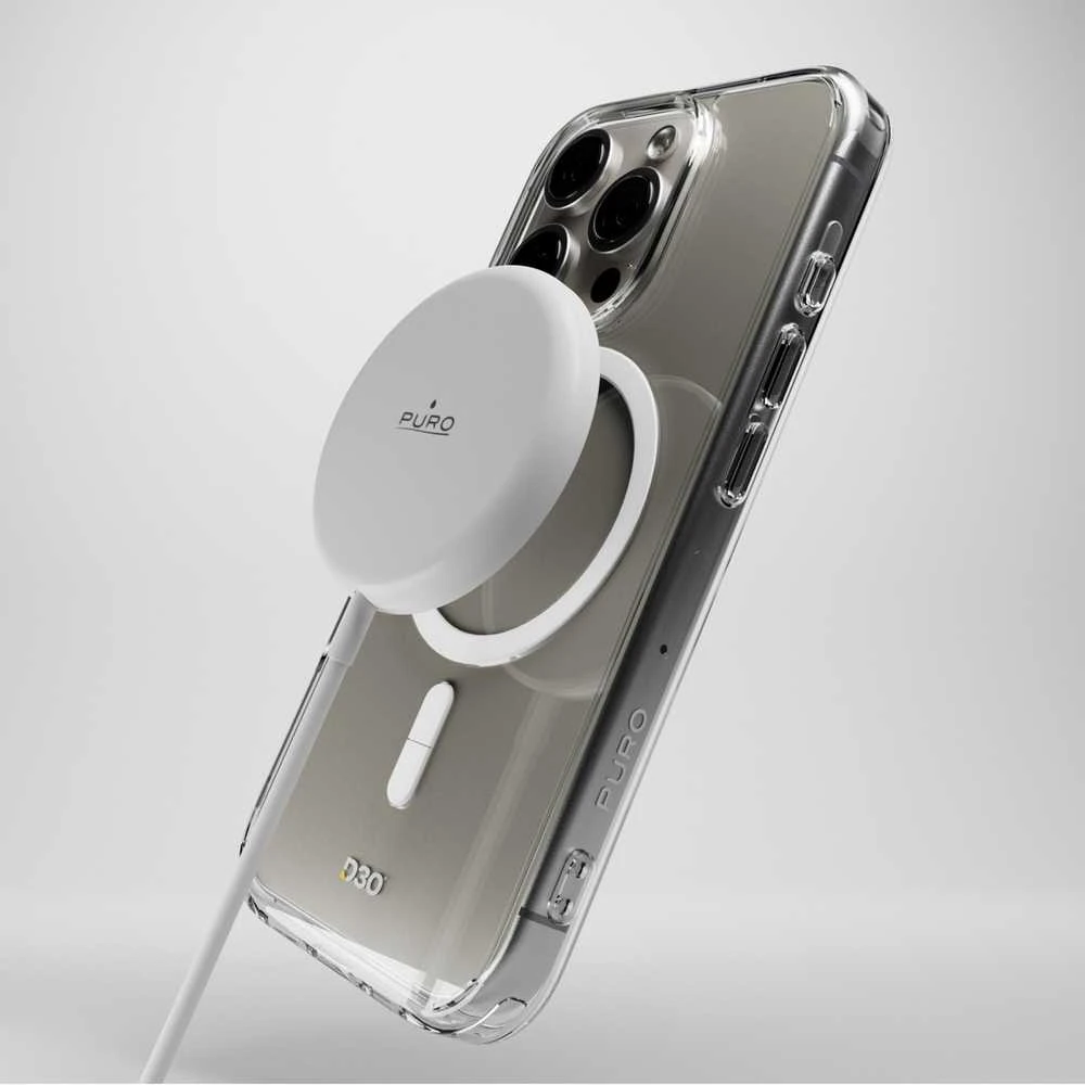 Puro Impact skaidrus D3O MagSafe Silicone dėklas skirtas iPhone 16 Pro Max - skaidrus