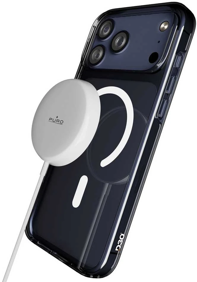 Puro Impact Clear D3O TPU+PC dėklas suderinamas su MagSafe skirtas Apple iPhone 17 Pro - skaidrus