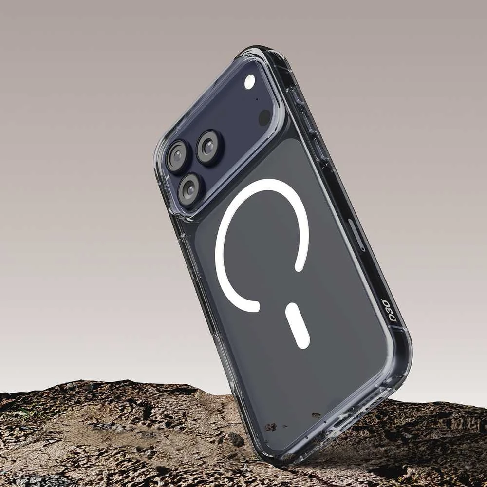 Puro Impact Clear D3O TPU+PC dėklas suderinamas su MagSafe skirtas Apple iPhone 17 Pro - skaidrus