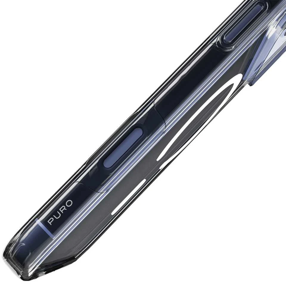 Puro Impact Clear D3O TPU+PC dėklas suderinamas su MagSafe skirtas Apple iPhone 17 Pro Max – skaidrus