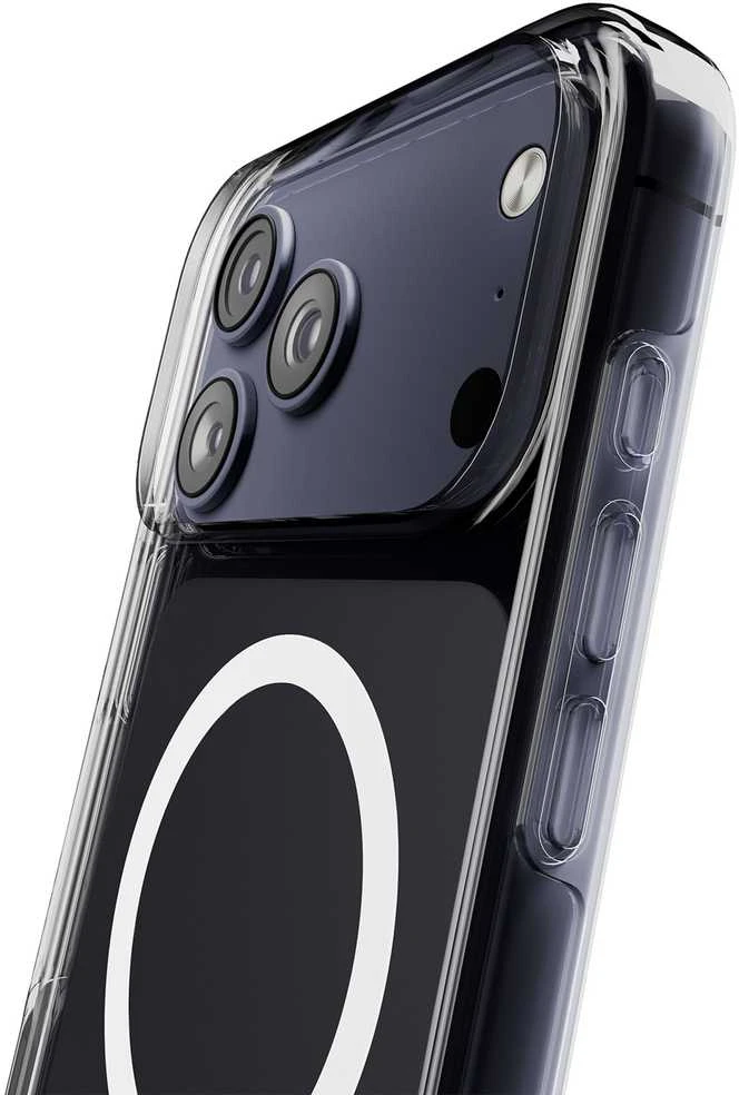 Puro Impact Clear D3O TPU+PC dėklas suderinamas su MagSafe skirtas Apple iPhone 17 Pro Max – skaidrus