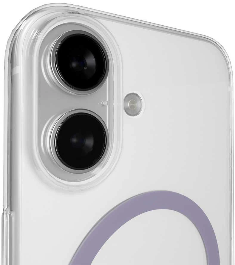 Puro Lite Mag TPU+PC dėklas, suderinamas su „MagSafe“, skirtas „iPhone 17“ – skaidrus su rausvu žiedu