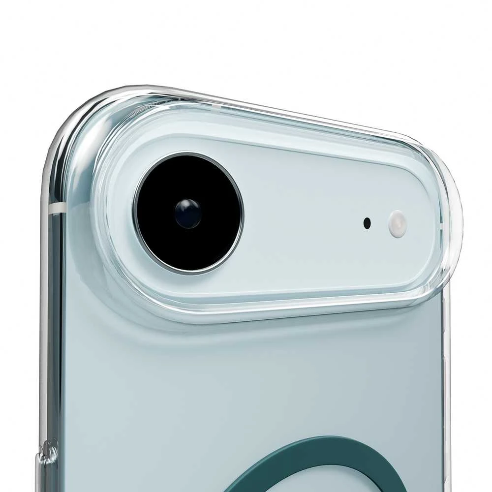 Puro Lite Mag TPU+PC dėklas suderinamas su MagSafe skirtas Apple iPhone 17 Air – skaidrus su turkio spalvos žiedu