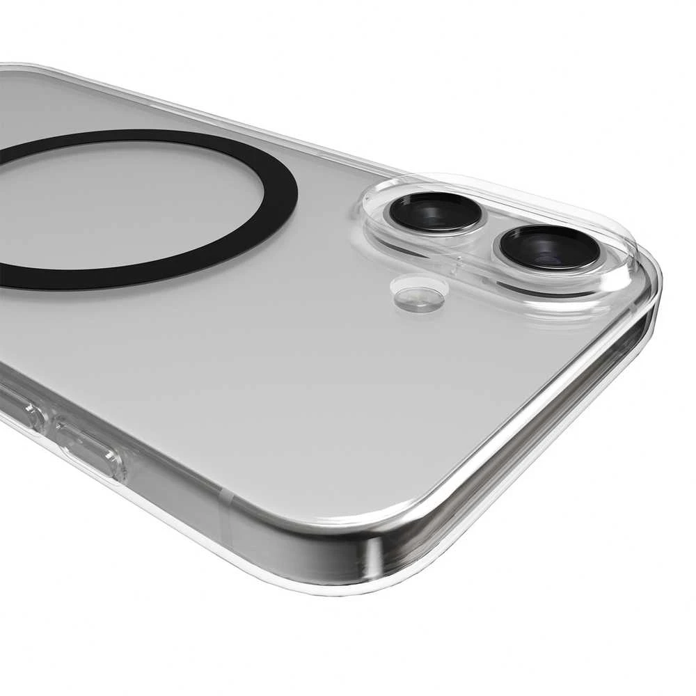 Puro Lite Mag TPU+PC dėklas suderinamas su MagSafe skirtas Apple iPhone 17 – skaidrus su juodos spalvos žiedu