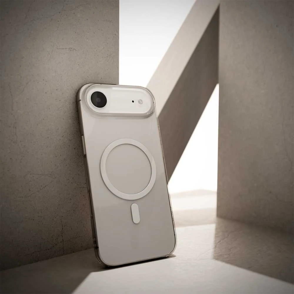 Puro Lite Mag TPU+PC dėklas suderinamas su MagSafe skirtas Apple iPhone 17 Air – skaidrus su baltos spalvos žiedu
