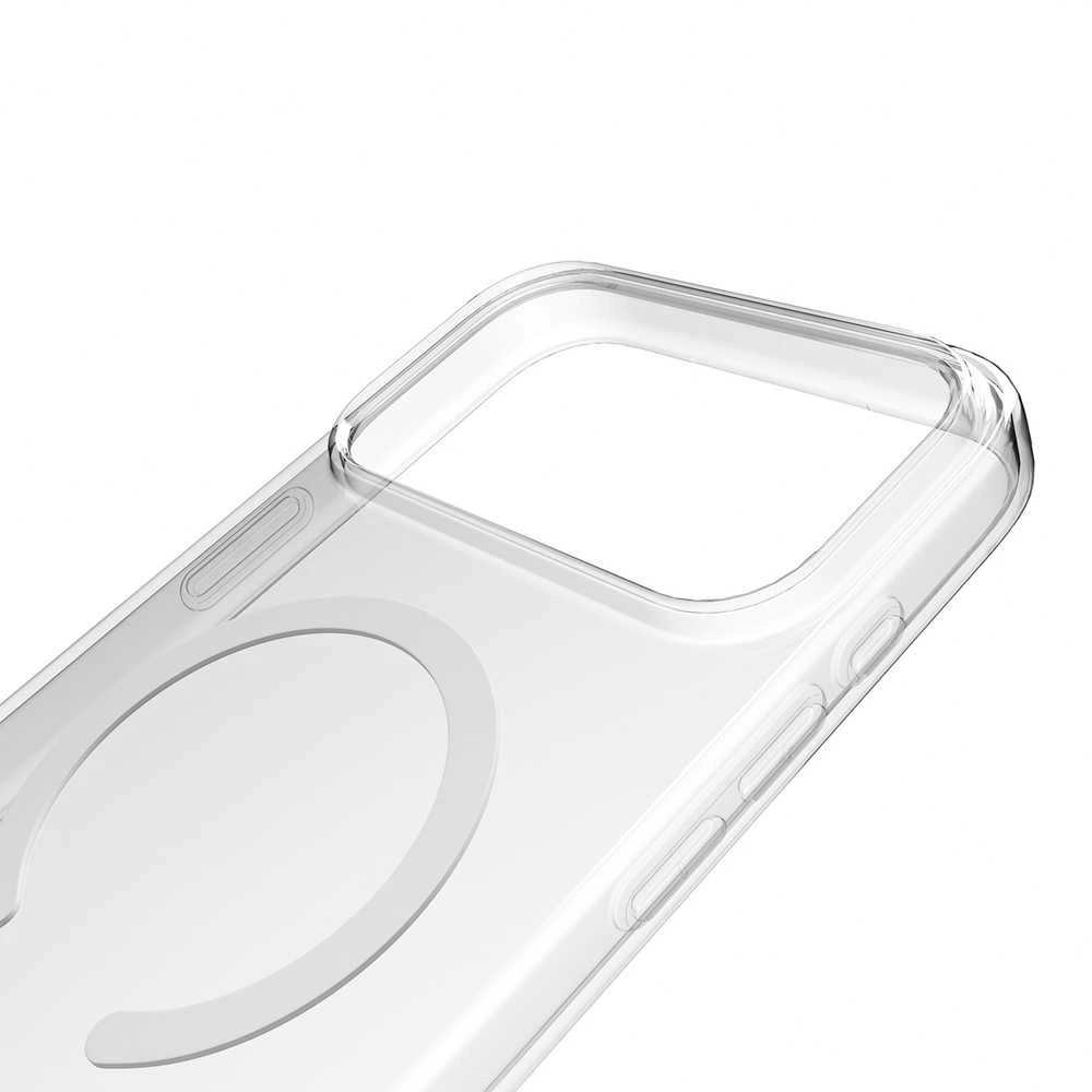 Puro Lite Mag TPU+PC dėklas suderinamas suMagSafe skirtas Apple iPhone 17 Pro – Transparent with Baltas Ring