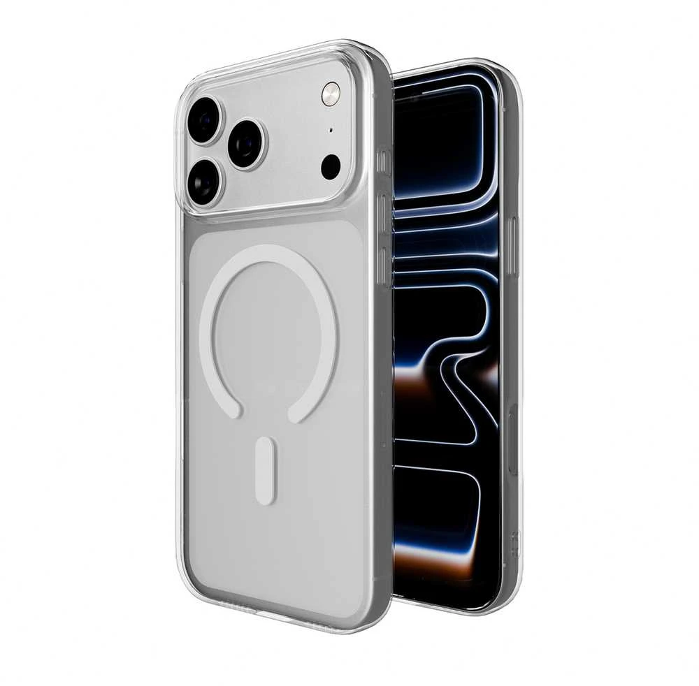 Puro Lite Mag TPU+PC dėklas suderinamas suMagSafe skirtas Apple iPhone 17 Pro Max – Transparent with Baltas Ring