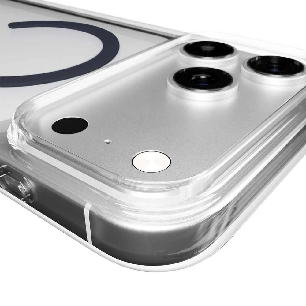 Puro Lite Mag TPU+PC dėklas, suderinamas su „MagSafe“, skirtas „iPhone 17 Pro Max“ – skaidrus su Mėlyna žiedu