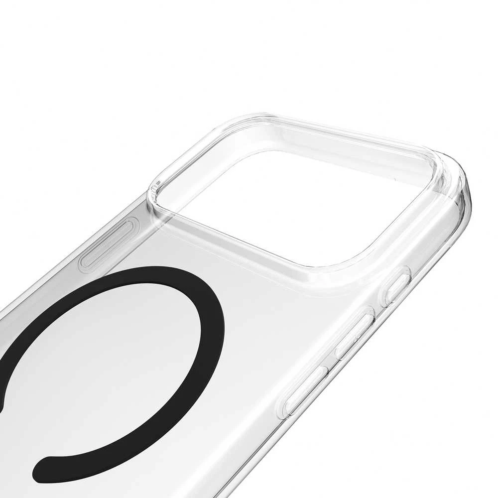 Puro Lite Mag TPU + PC dėklas, suderinamas su „MagSafe“, skirtas „iPhone 17 Pro Max“ – skaidrus su juodu žiedu