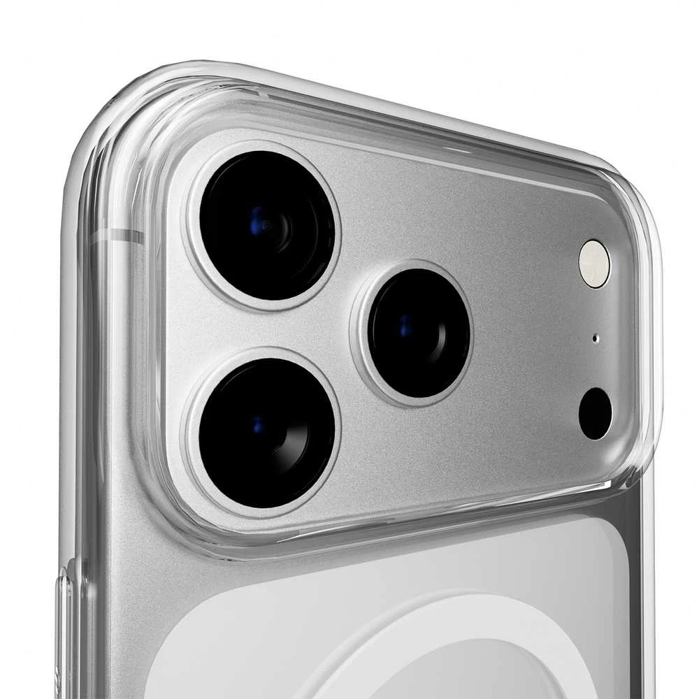 Puro Lite Mag TPU+PC dėklas suderinamas suMagSafe skirtas Apple iPhone 17 Pro – Transparent with Baltas Ring