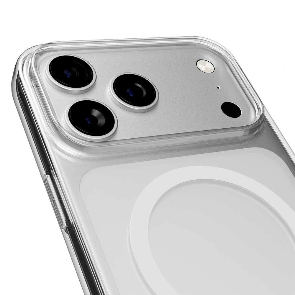 Puro Lite Mag TPU+PC dėklas suderinamas suMagSafe skirtas Apple iPhone 17 Pro Max – Transparent with Baltas Ring