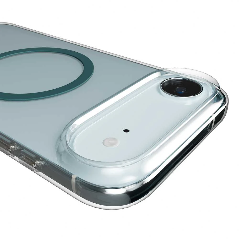 Puro Lite Mag TPU+PC dėklas suderinamas su MagSafe skirtas Apple iPhone 17 Air – skaidrus su turkio spalvos žiedu