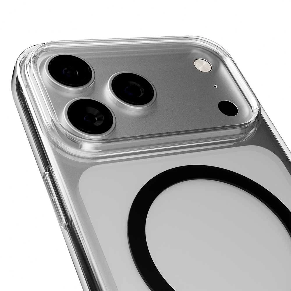Puro Lite Mag TPU + PC dėklas, suderinamas su „MagSafe“, skirtas „iPhone 17 Pro Max“ – skaidrus su juodu žiedu