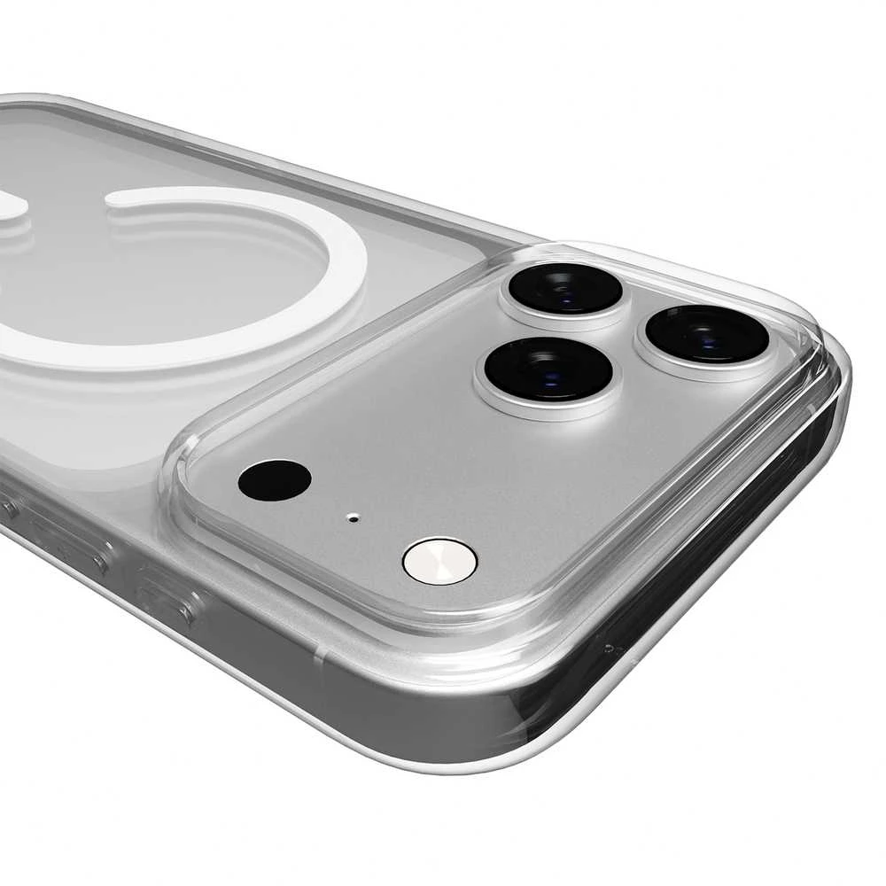 Puro Lite Mag TPU+PC dėklas suderinamas suMagSafe skirtas Apple iPhone 17 Pro Max – Transparent with Baltas Ring