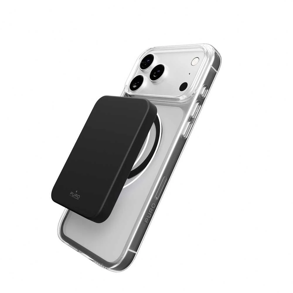 Puro Lite Mag TPU + PC dėklas, suderinamas su „MagSafe“, skirtas „iPhone 17 Pro Max“ – skaidrus su juodu žiedu