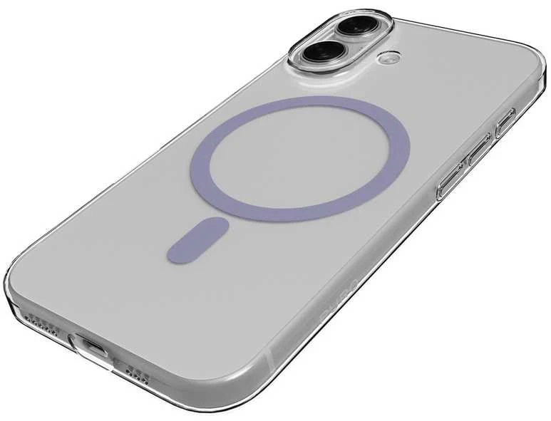 Puro Lite Mag TPU+PC dėklas, suderinamas su „MagSafe“, skirtas „iPhone 17“ – skaidrus su rausvu žiedu