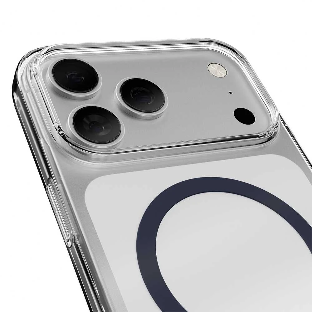 Puro Lite Mag TPU+PC dėklas, suderinamas su „MagSafe“, skirtas „iPhone 17 Pro Max“ – skaidrus su Mėlyna žiedu