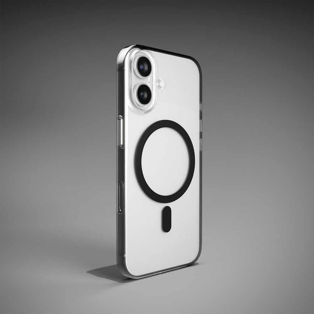 Puro Lite Mag TPU+PC dėklas suderinamas su MagSafe skirtas Apple iPhone 17 – skaidrus su juodos spalvos žiedu