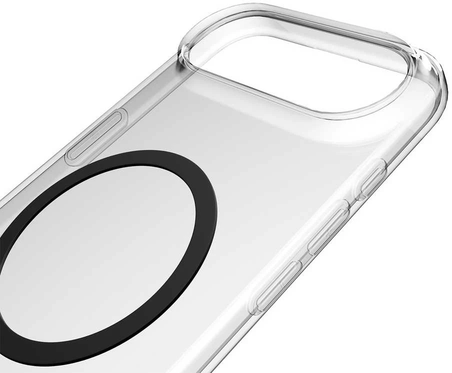 Puro „Lite Mag TPU + PC“ dėklas, suderinamas su „MagSafe“, skirtas „iPhone 17 Air“ – skaidrus su juodu žiedu