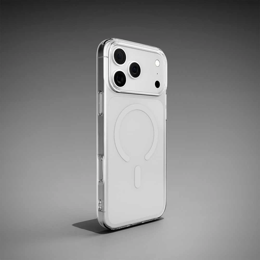 Puro Lite Mag TPU+PC dėklas suderinamas suMagSafe skirtas Apple iPhone 17 Pro – Transparent with Baltas Ring