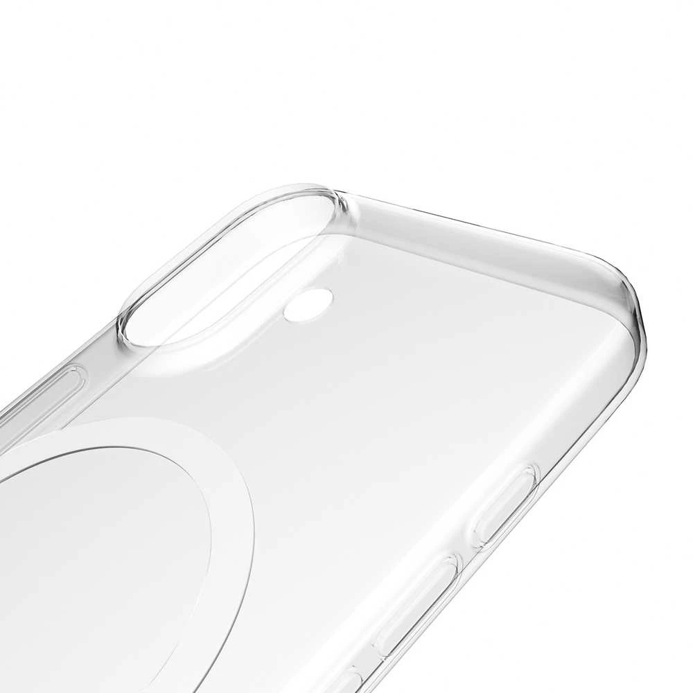 Puro Lite Mag TPU+PC dėklas suderinamas su MagSafe skirtas Apple iPhone 17 – skaidrus su baltos spalvos žiedu