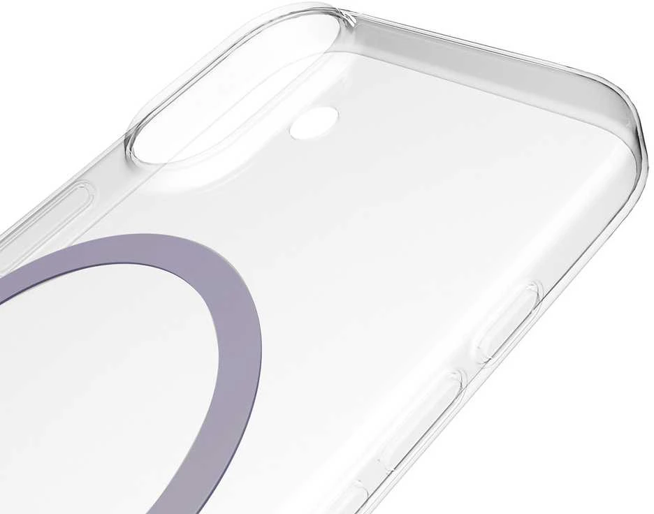 Puro Lite Mag TPU+PC dėklas, suderinamas su „MagSafe“, skirtas „iPhone 17“ – skaidrus su rausvu žiedu