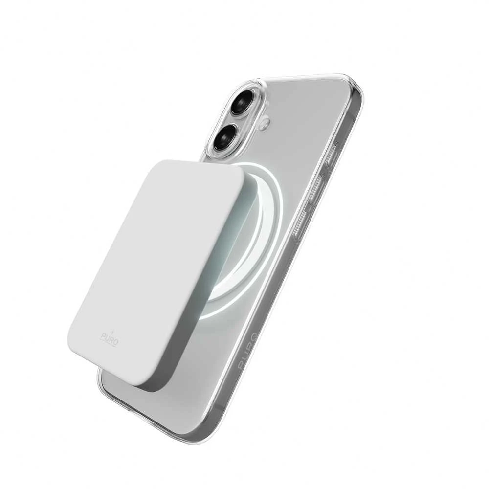 Puro Lite Mag TPU+PC dėklas suderinamas su MagSafe skirtas Apple iPhone 17 – skaidrus su baltos spalvos žiedu
