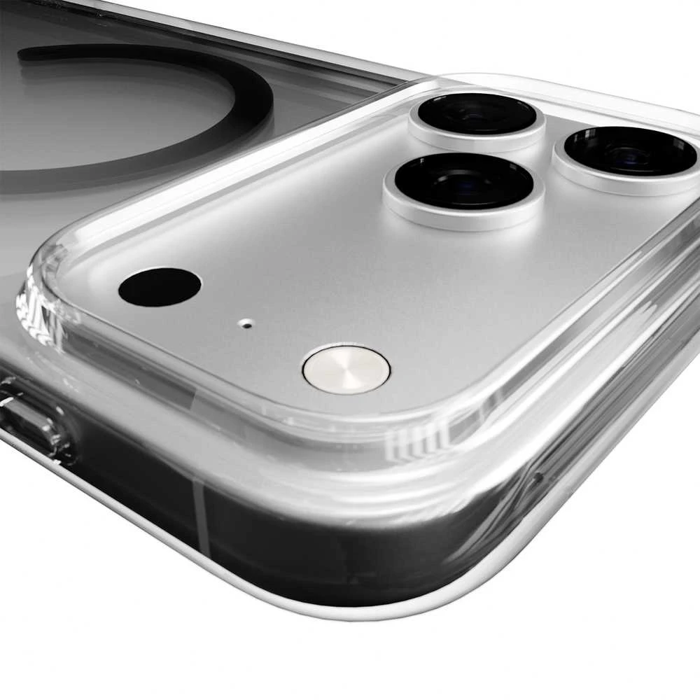 Puro Lite Mag TPU + PC dėklas, suderinamas su „MagSafe“, skirtas „iPhone 17 Pro Max“ – skaidrus su juodu žiedu